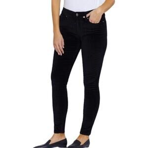 Seven7 Black Velvet Tummy Less Slimming High Rise Skinny Jeans Women's Size 16